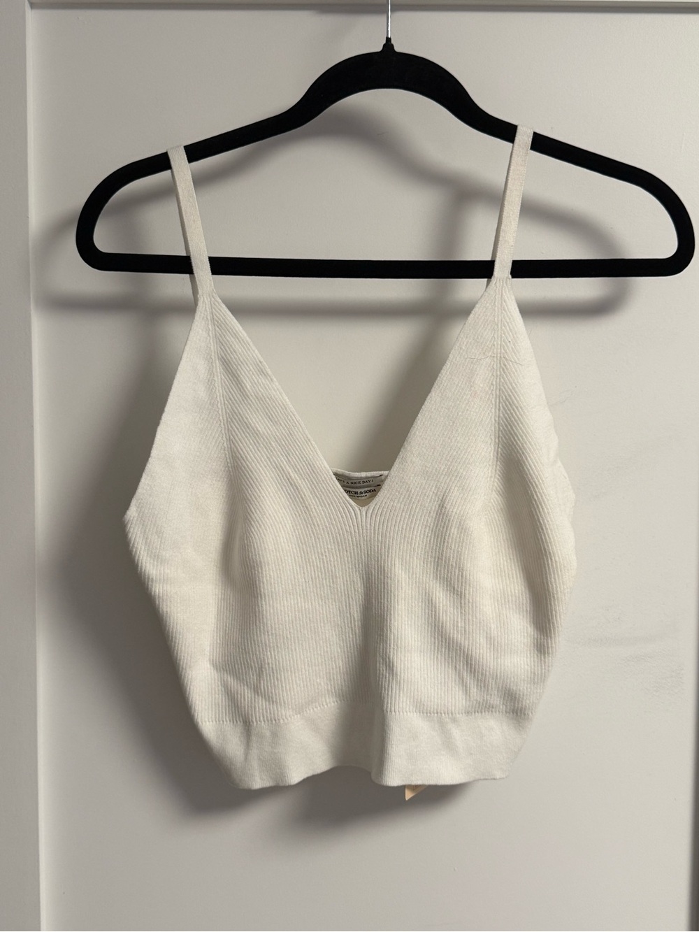 Scotch & Soda White V-Neck Ribbed Knit Cami